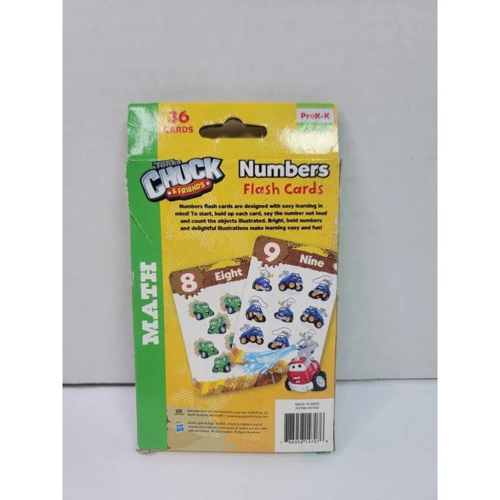 Tonka Chuck and Friends Numbers Flash Cards PreK-K Math Learning Toy 36 Cards